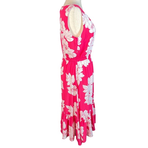 Talbots Women’s Pink Floral Flounce Hem Midi Dress Sleeveless Size 6 NWT - Picture 6 of 15